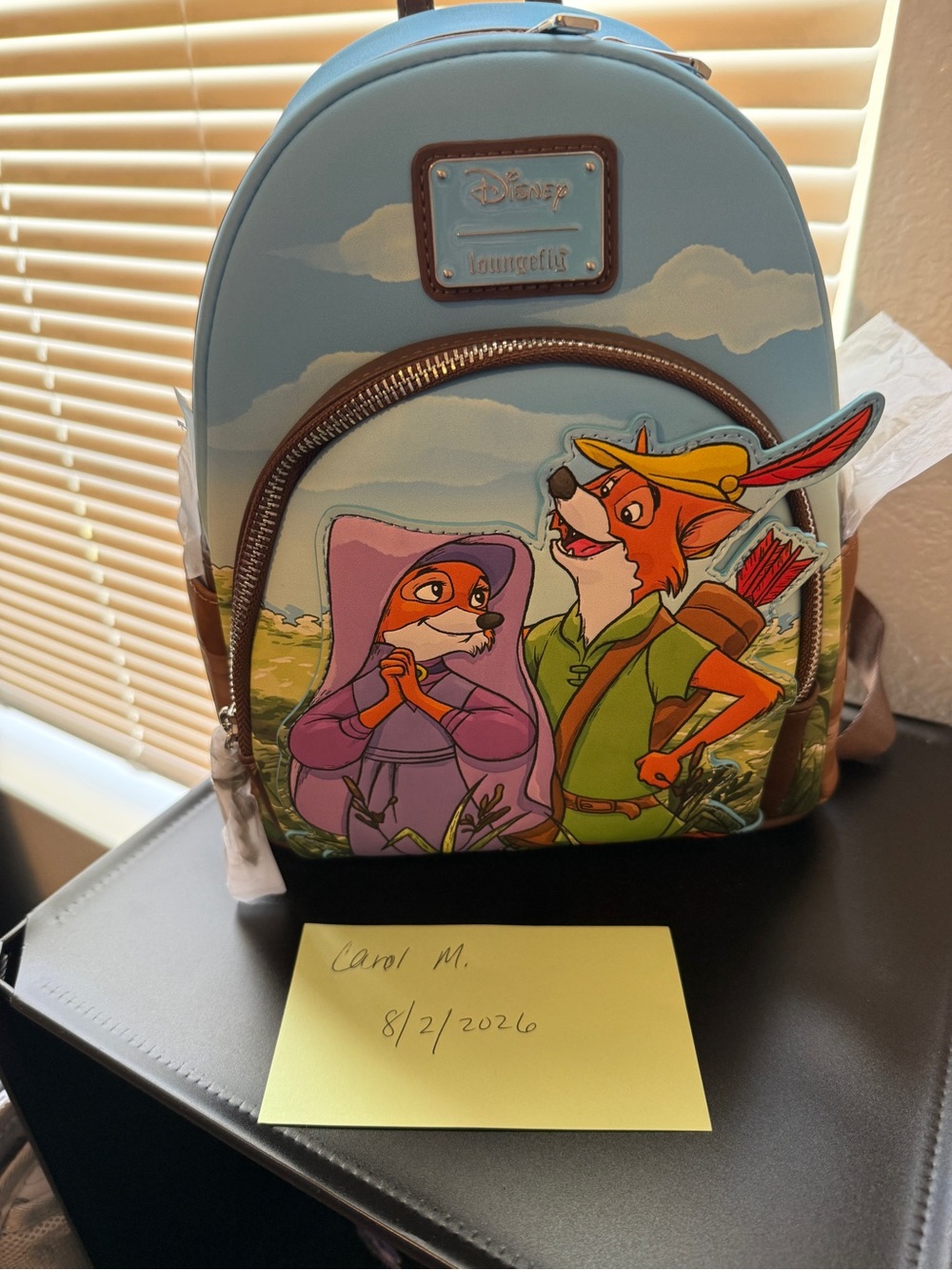 Loungefly Blue Robin Hood Scene Mini Backpack with Character Patch